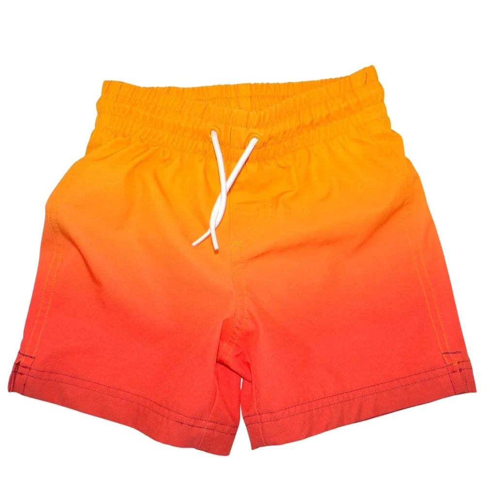 Old Navy Boys‎ XS 5 Orange Red Ombre Sunset Swim Trunks Mesh Lined Board Shorts